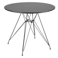 Lumisource DT-AVRYRD BK+WL Avery Mid-Century Modern Round Dining Table in Black and Walnut 